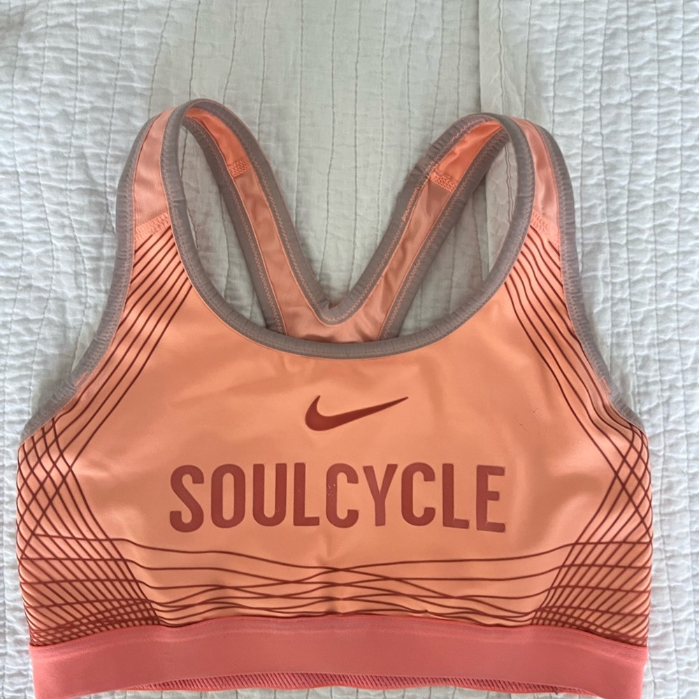 SoulCycle Orange Sports Bra with Racerback Design